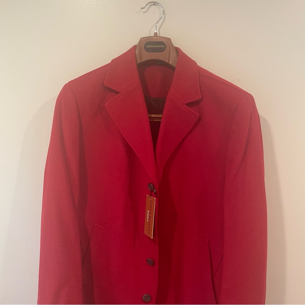NWT Steve Harvey men’s wool coat. Single breasted 4 button, 2 front pockets, L